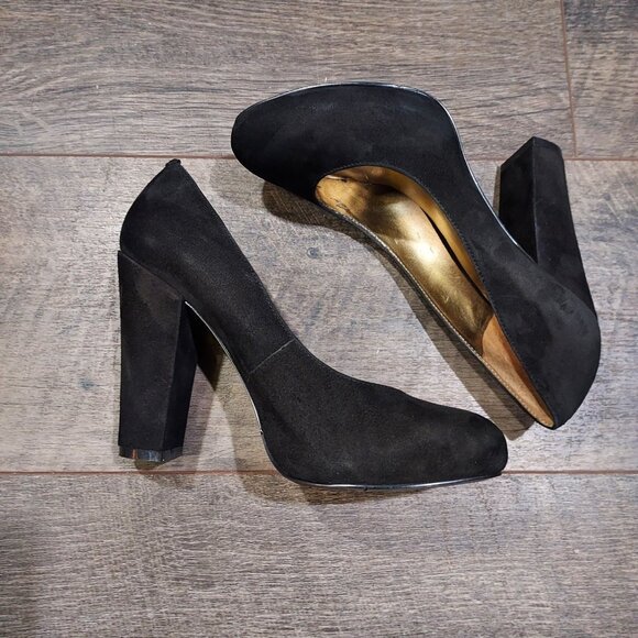 Nine West Women Devika Black Suede Pumps US Size 7.5 Dressy Event Office - Picture 10 of 11
